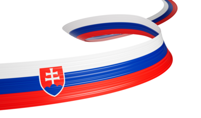 3d Flag Of Slovakia 3d Wavy Shiny Slovakia Ribbon Isolated On White Background 3d Illustration