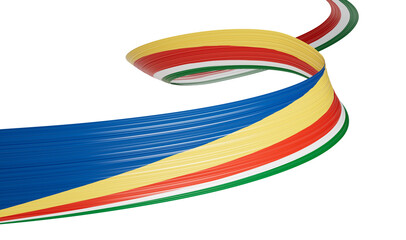 3d Flag Of Seychelles 3d Wavy Shiny Seychelles Ribbon Isolated On White Background 3d Illustration