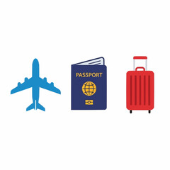 Travel Icons: Plane Passport Luggage