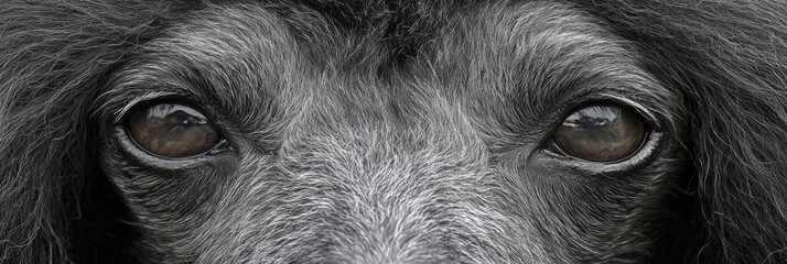 Close-up of a Charming Poodle with Expressive Eyes and Soft Fur Against a Neutral Gray Background