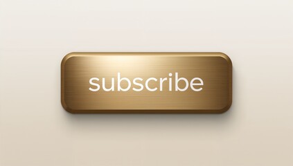 Displaying gold subscribe button centered on beige gradient, with white text, brushed texture