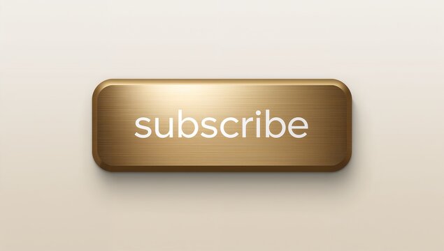 Displaying gold subscribe button centered on beige gradient, with white text, brushed texture - Powered by Adobe