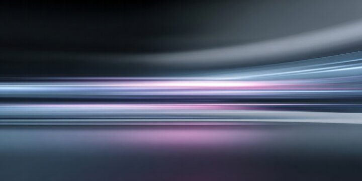 Abstract horizontal light streaks illuminate a dark, smooth background with subtle curves