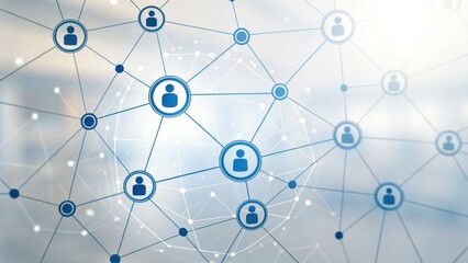 A digital network illustration with interconnected user icons, symbolizing social connectivity and online interactions.
