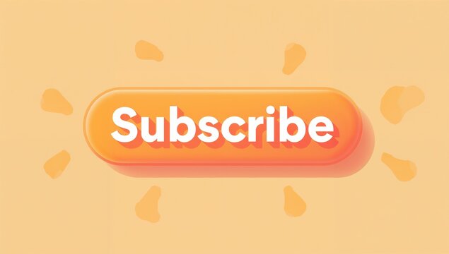 Floating Subscribe button featuring bold white text, glossy highlight and drop shadow on pale peach