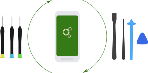Smartphone repair cycle with tools supporting circular economy