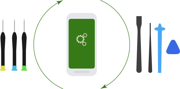 Smartphone repair cycle with tools supporting circular economy