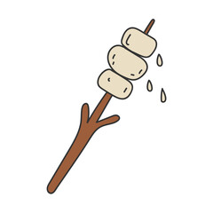 Toasted Marshmallows on a Stick Line Drawing
