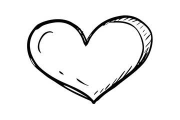 Hand-drawn heart shape with texture on white background