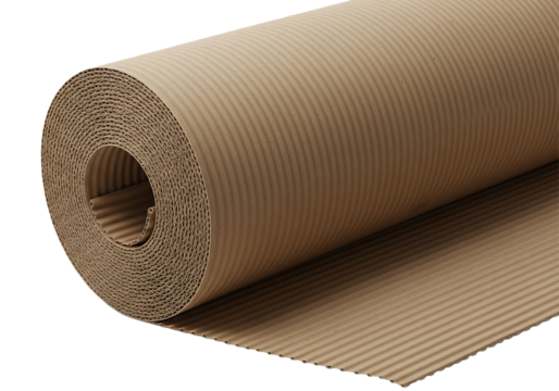 Eco-friendly corrugated cardboard roll ready for sustainable packaging and creative craft projects, ideal for shipping protection and artistic endeavors - Powered by Adobe