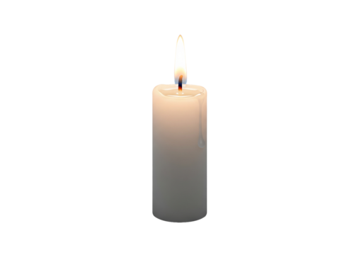 A single candle burns brightly, casting a soft glow, perfect for adding warmth and ambiance to any design project seeking a touch of peaceful reflection