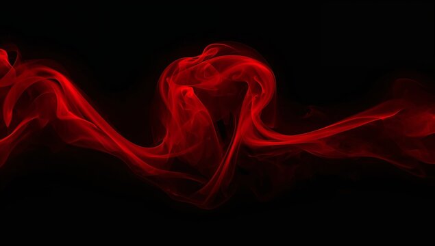 Flowing crimson smoke ribbons curling over black backdrop, showing dense swirl, glowing tendrils