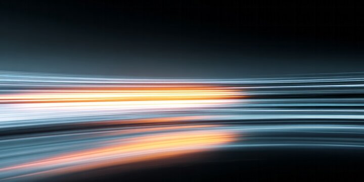Horizontal light streaks in dark space suggest rapid motion and data flow - Powered by Adobe