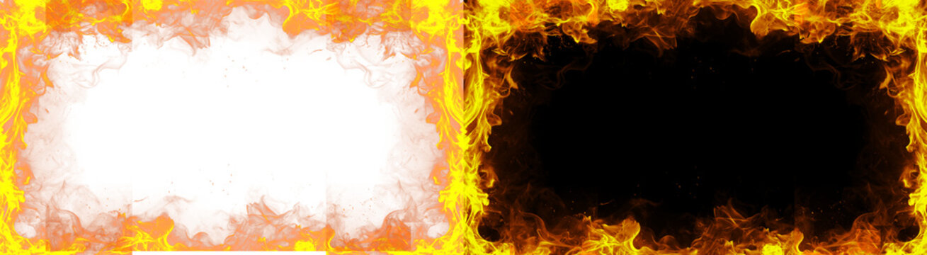 PNG image of&nbsp;Fiery frame with intense orange and yellow flames creating a hot border perfect for graphic design projects and adding a dramatic effect to any visual content on transparent background
