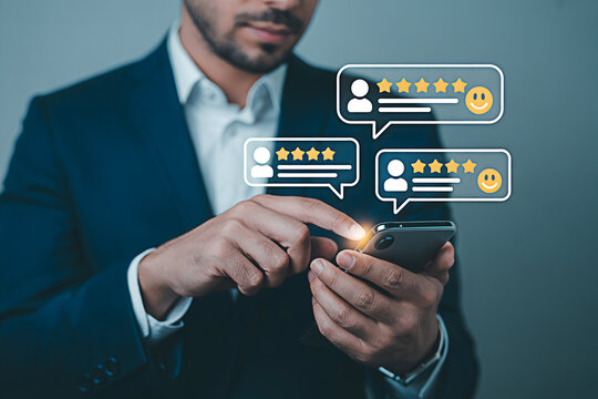 Customer feedback online reviews reputation management positive ratings using smartphone app for business