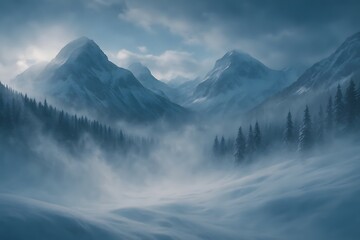 Obraz premium Misty Winter Mountain Landscape for Travel & Nature Branding Campaigns