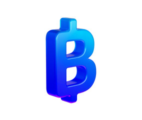 A glossy blue Thai Baht currency symbol with gradient depth, modern and sleek, 3D Illustration