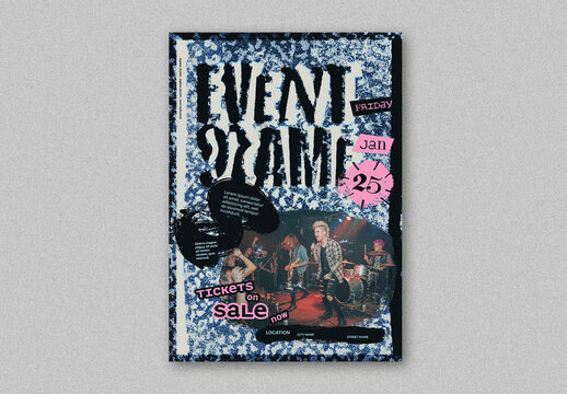 Event Poster Layout with Grungy Elements