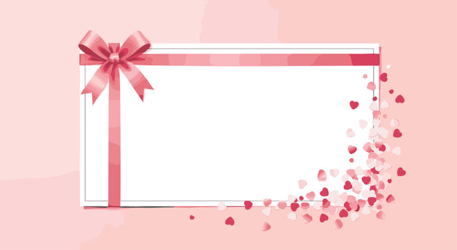 Elegant pink frame with ribbon and hearts for Valentine's Day cards or romantic invitations, perfect for adding your personalized message - Powered by Adobe