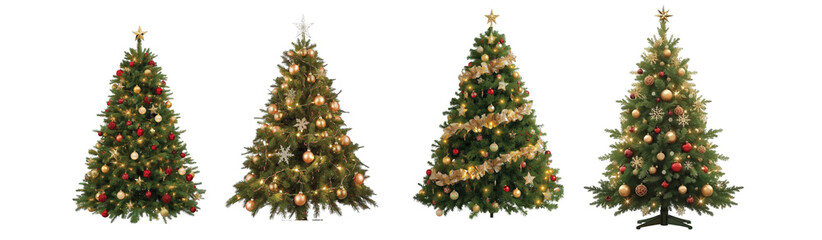 set of christmas-tree on a isolated transparent background