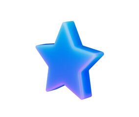 Obraz premium 3D Glossy blue star icon with gradient glow, ideal for ratings, favorites or rewards. 3D Illustration