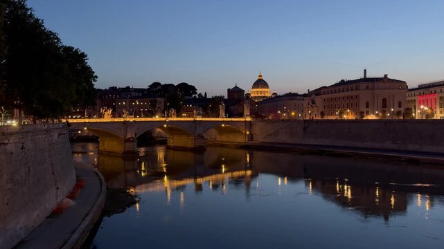view of the historic center of Rome at night