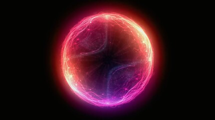Glowing Plasma Energy Sphere on Dark Background, Abstract Power Source