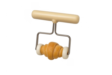 Wooden croissant shaped face massager on transparent background