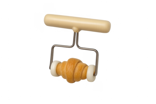 Wooden croissant shaped face massager on transparent background