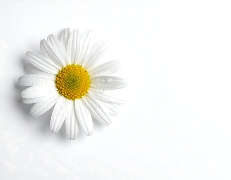 A close-up of a daisy flower featuring pristine white petals and a bright yellow center, isolated on a clean white background