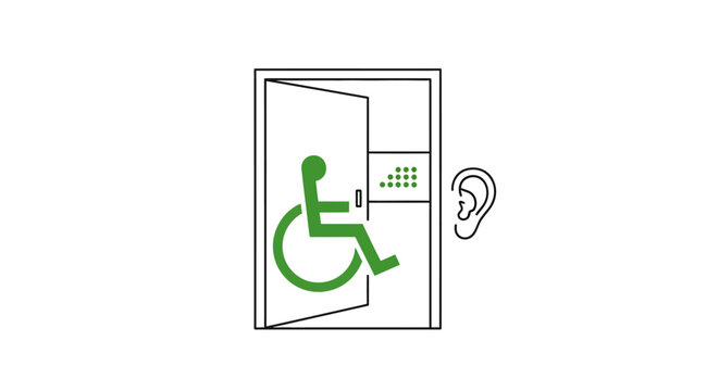 Inclusive access concept depicting mobility assistance, auditory inclusion and braille - Powered by Adobe