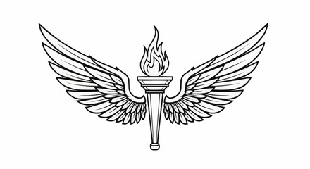 Winged Torch Emblem - Symbol of Enlightenment and Inspiration.