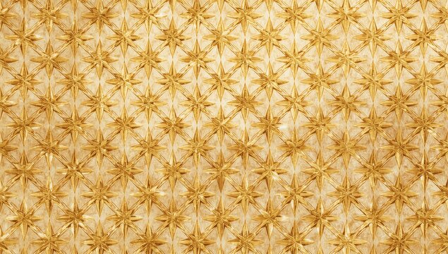 Displaying ornate repeating eight-pointed star rosettes on interior wall, with metallic gold finish - Powered by Adobe