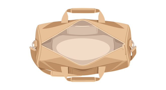 Stylish tan duffel bag ready for your weekend getaway, perfect for travel ads or minimalist design projects emphasizing organization and style