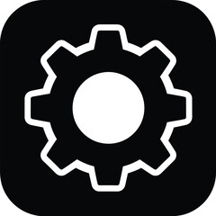 Black rounded square icon with a white gear symbol inside
