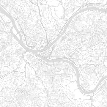 Pittsburgh City Map navigating the urban grid with subtle sophistication this monochrome cartographic design balances intricate linework and minimalist structure, emphasizing refined linework.