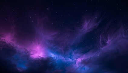 Fototapeta premium Glowing nebula clouds spreading in deep space, showing filaments, dark silhouettes, stars, dust