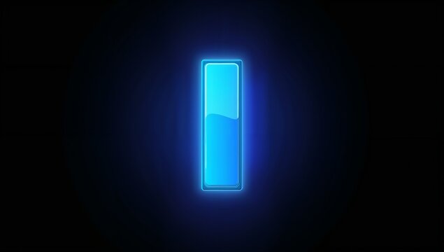 Glowing tall rounded rectangle hovering on dark digital canvas, with glossy highlight and blue halo