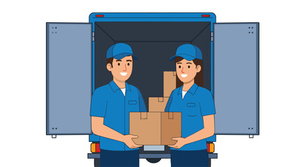 Reliable delivery team ready to transport your goods with a smile, perfect for moving services and logistics campaigns with secure shipment promise