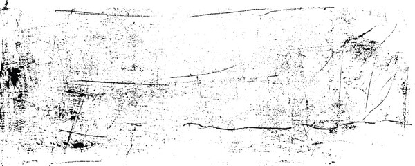 Black and white old textured overlay. Distressed rough photo effect. Old filter frame. Grunge texture with dust, scratches and grit stripes. Vector transparent retro decoration.