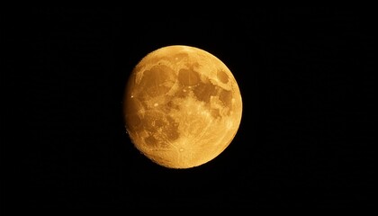The Detail Of Yellow Full Moon On Black Background Zoom Image