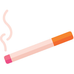 A lit cigarette with smoke rising against a transparent background representing tobacco use and addiction