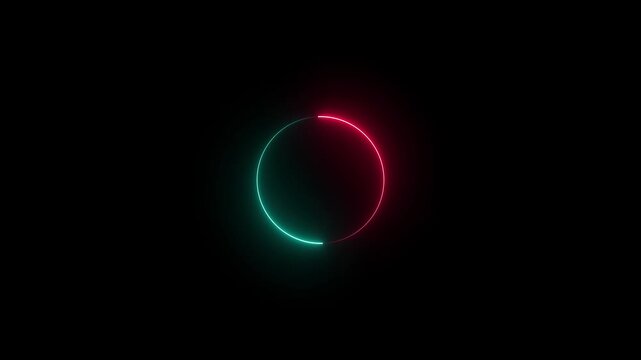 A vibrant, bright neon circle illuminates a dark, abstract background, hinting at digital advancement, technology, or a futuristic interface element with a smooth, continuous light effect.