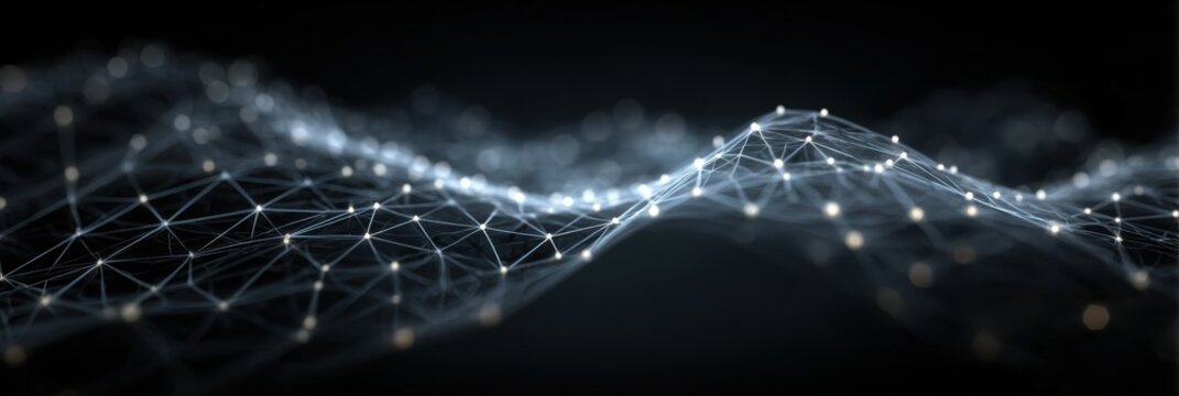 Abstract digital network connection background with glowing dots and lines. Wireless internet and global data transmission technology concept.