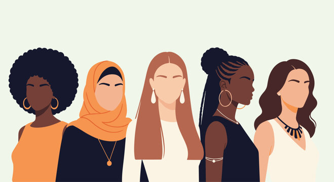 Diverse women standing together representing global beauty, unity, and empowerment for inclusive branding and social media campaigns today