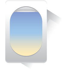 Aircraft Window View Of A Soft Blue Yellow Gradient Sky With A Hint Of White Clouds And A Sliver Of Sunlight A View From Above The Clouds During Daytime Flight