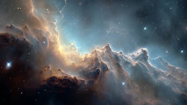 Colorful cosmic nebula with glowing stars