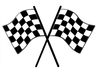 Checkered Race Flags Crossed Isolated On White Background For Car Racing Events And Motorsports Competitions