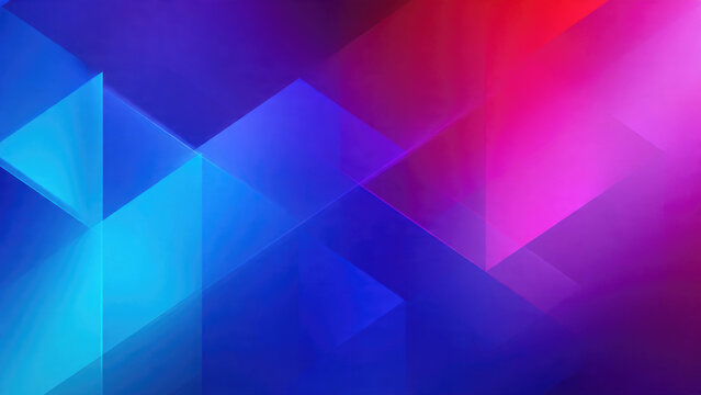 Dynamic abstract background with intersecting translucent geometric shapes and vibrant blue, purple, and pink gradient colors.