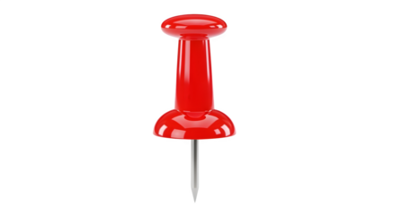 Red Push Pin isolated on transparent background